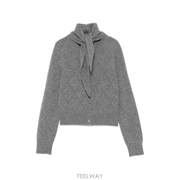 26 FW 산드로 아가일 니트 스카프 디테일 울 가디건 SFPCA01524 TP459088185