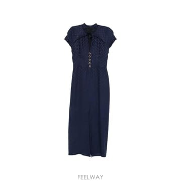 26 FW 알렉산드라리치 스타 프린트 타이 넥 미디 드레스 FABX4432F4853 TP457447119