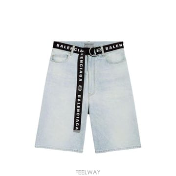26 FW 발렌시아가 로고 벨트 데님 쇼츠 871361TDW14 TP457438456