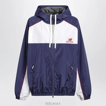 26 S/S 미우미우 로얄 블루화이트 후드 자켓 인 테크니컬 포플린  B0052363248