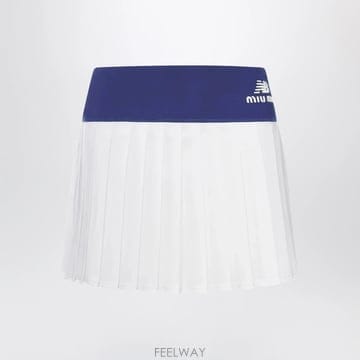 26 S/S 미우미우 로얄 블루화이트 플리트 미니 스커트 인 스트레치 B0052363251