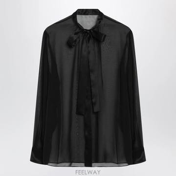 26 F/W 돌체 앤 가바나 블랙 실크 쉬폰 셔츠 WITH 보우 F5 B0052363305