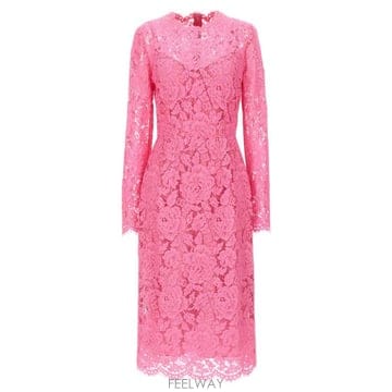 Dolce&Gabbana 24SS ��ü�ذ��ٳ�   ���� ���̽� �ý� �̵� �巹�� F6M0DTHLM7LF0758 Pink BPG24SS ��ü�ذ��ٳ�   ���� ���̽� �ý� �̵� �巹�� F6M0D