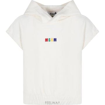 23SS 엠에스지엠   여아 주니어 로고 엠브로이더드 후드 풀오버 MS029337 013 IVORY BPG