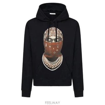 이놈어닛 블랙 코튼 마스크 JEWELRY 프린트 후드 NUW2620 B0302362689