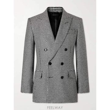 톰포드 SEQUINDETAILED 하운드투스 울블렌드 수트 자켓 J B0082364018