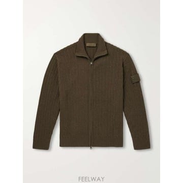 스톤 아일랜드 스톤 아일랜드 고스트 리브드 울 & 캐시미어블렌드 집 B0082364053