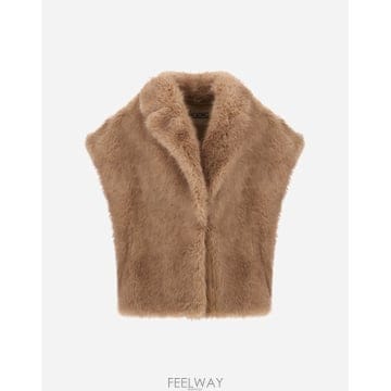 26FW 에르노 여성 롱 헤어 퍼 터치 베스트 샹티이