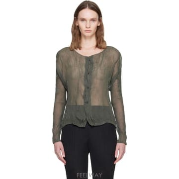 Issey Miyake 그레이 쉬폰 트위스트 2 블라우스 IM68FJ419 TP878052816