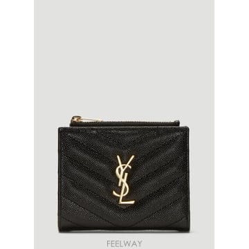 26 FW 생로랑 여성 모노그램 그랑 드 뿌드르 지퍼 카드 케이스 sla0237053blk