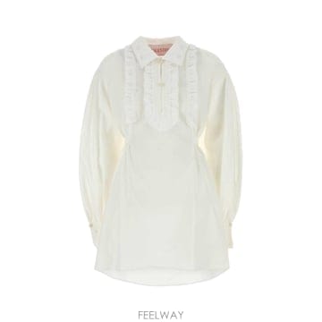 25SS 발렌티노 화이트 cotto 블렌드 셔츠 드레스 6B3VAU1590D0BO TP570585851