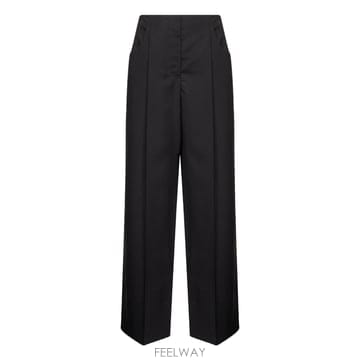 26SS Fendi 블랙 울 블렌드 와이드 레그 pant FR6655AQ3HF0GME TP578394691