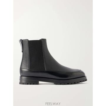 26 FW 마놀로 블라닉 블랙 엘베티코 매니 풀 그레인 가죽 첼시 부츠 TP581897061