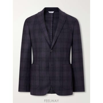 26 FW BOGLIOLI 네이비 프린스 오브 웨일스 울 블렌드 플란넬 블레이저 TP581897021
