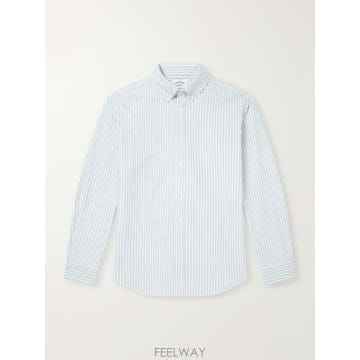 26 FW 포르투기스 플란넬 그린 벨라비스타 스트라이프 코튼 옥스포드 버튼다운 셔츠 TP581955571