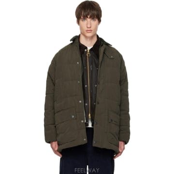 26 FW 바버 카키 뷰포트 패딩 재킷 262390M178003