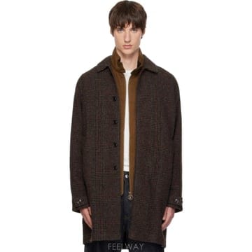 26 FW 바버 브라운 로던 체크 울 코트 262390M176000