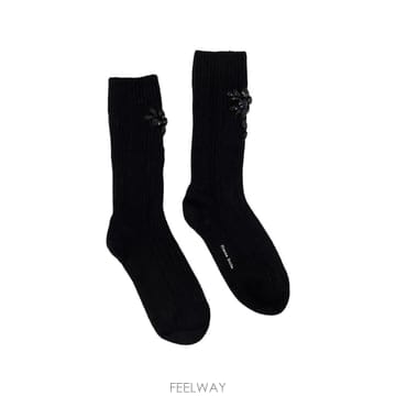 26 FW 시몬 로샤 크리스털 장식 청키 니트 양말 SOCK76B0 TP459217659