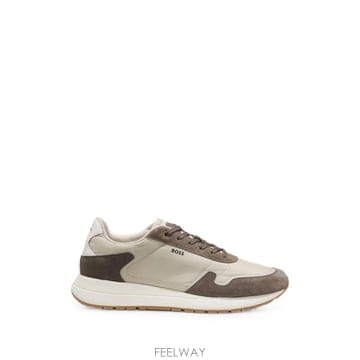 26 FW 보스 빈스턴 런 스웨이드 트리밍 경량 패브릭 레이스업 스니커즈 50568945 TP45663796