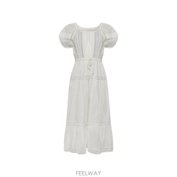 26 FW 울라 존슨 아이솔데 레이스 트리밍 티어드 미디 드레스 PF2601690 TP456338140