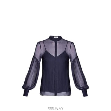 26 FW 에르뎀 시스루 블루종 소매 블라우스 PF26T650944001X TP456206877