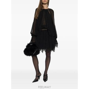 26 FW 블루마린 lace trimmed layered mini dress RF6066T6679 TP459