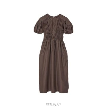 26 FW 세실리에 반센 벳시 스모킹 플레어 미디 드레스 CBBETSYDRESSRECYCLEDFAILLE T