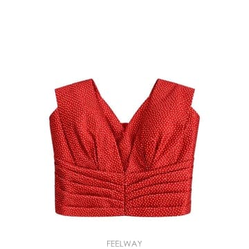 26 FW Elisabetta Franchi 가자르 폴카 도트 레이스업 탑 TO07667E2 TP459214