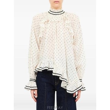 26 FW 울라 존슨 마르셀라 폴카 도트 러플 블라우스 FA260227 TP459214197