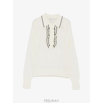 26 FW Forte Forte 러플 트리밍 폴로 칼라 스웨터 15435MYKNIT TP459258884
