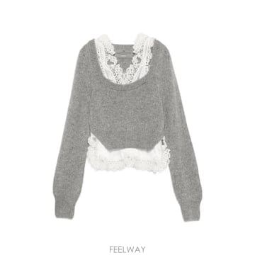 26 FW 에르마노설비노 레이스 트리밍 레이어드 니트 D495M325APPYI TP456317031