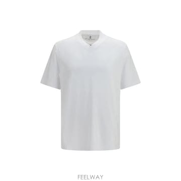Brunello Cucinelli 26FW ���ڷ� ��ġ�ڸ� ���� Ƽ���� M0B131344 C6159 WHITE26FW ���ڷ� ��ġ�ڸ� ���� Ƽ���� M0B131344 C6159 WHI