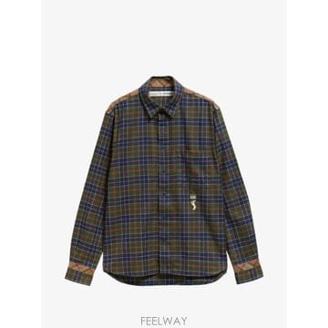 바버 X 폴 스미스 타탄 패턴 로고 자수 셔츠