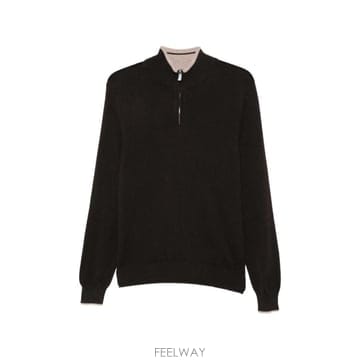 26 FW Fedeli 하프 지퍼 골지 트리밍 스웨터 MU008411B TP457776859