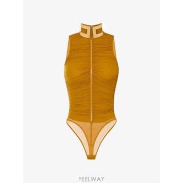 26 FW Elisabetta Franchi 주름 주얼 칼라 바디수트 BO05267E2 TP459173811