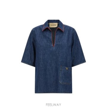 26 FW 발렌티노 가라바니 브이로고 시그니처 데님 블라우스 BDB03R9YA TP459187032