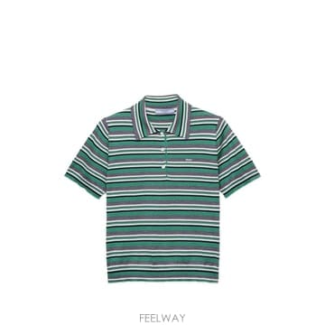 26 FW 프라다 스트라이프 반소매 코튼 폴로 셔츠 P24E3ASOOO193W TP453911657