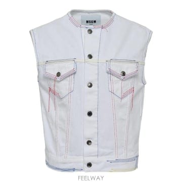 26 FW 엠에스지엠 콘트라스트 스티치 데님 베스트 3842MDH230257241 TP455020858