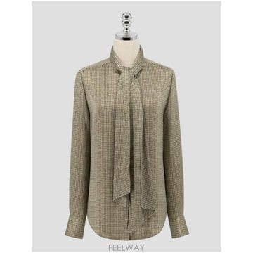 인더샵 Kiton 키톤 체크 베이지 셔츠   블라우스