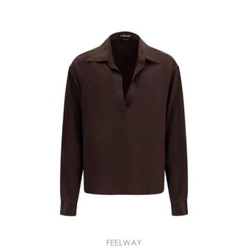 26 FW 톰포드 피치 필 실크 새틴 폴로 셔츠 TS2144FAX172 TP459172908