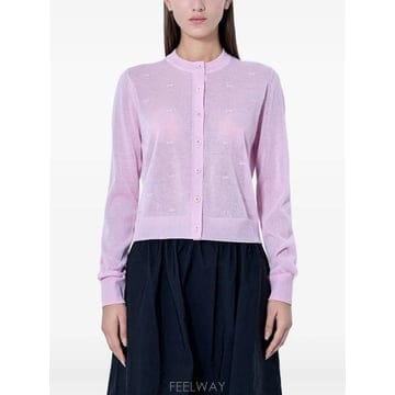 26 FW 세실리에 반센 시스루 니트 보우 모티프 가디건 226KNI52006CBFLOHCARDIGAN TP