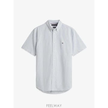 26 FW 타미힐피거 헤리티지 옥스포드 스트라이프 패턴 반소매 셔츠 MW0MW41664 TP455873618