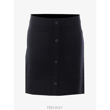 당일배송 토템 버튼 캐시미어 스커트 블랙