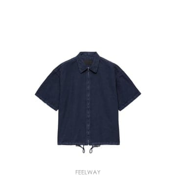 당일배송 프라다 반소매 코튼 지퍼 셔츠