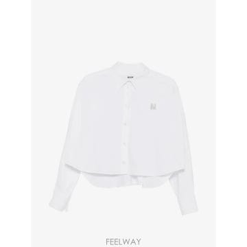당일배송 엠에스지엠 라인스톤 로고 크롭 셔츠