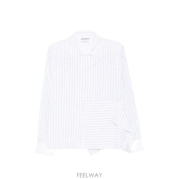 제이더블유앤더슨 핀스트라이프 프린트 비대칭 헴 셔츠