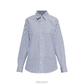 당일배송 아페쎄 스트라이프 로고 자수 셔츠
