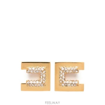 26 FW Elisabetta Franchi 크리스털 장식 로고 장식 이어링 OR23A66E2 TP45591