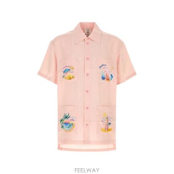 26 FW 카사블랑카 핑크 판타스마고리아 자수 반소매 셔츠 MPF26SH284 TP457463785