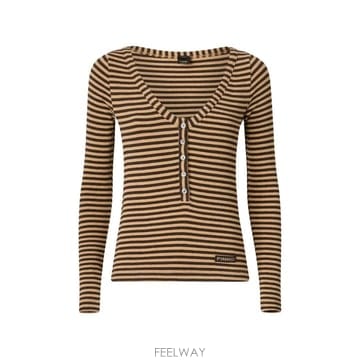 26 FW PINKO 스트라이프 골지 니트 티셔츠 107514A3KC TP456787129
